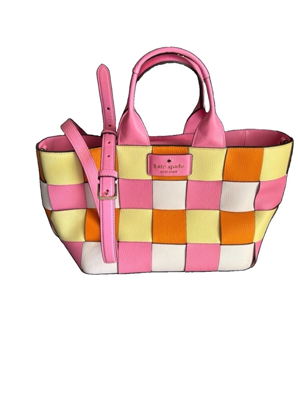 Kate Spade Colorblock Woven Leather Tote - Like New - Picture 5 of 6